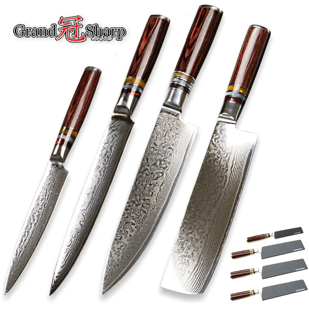 Chef Knife Set 4 Pcs Damascus Kitchen Knives vg10 Japanese Steel Damascus Knives Nakiri Slicing Vegetables Fruits Knives Sets
Chef Knife Set 4 Pcs Damascus Kitchen Knives vg10 Japanese Steel Damascus Knives Nakiri Slicing Vegetables Fruits Knives Sets