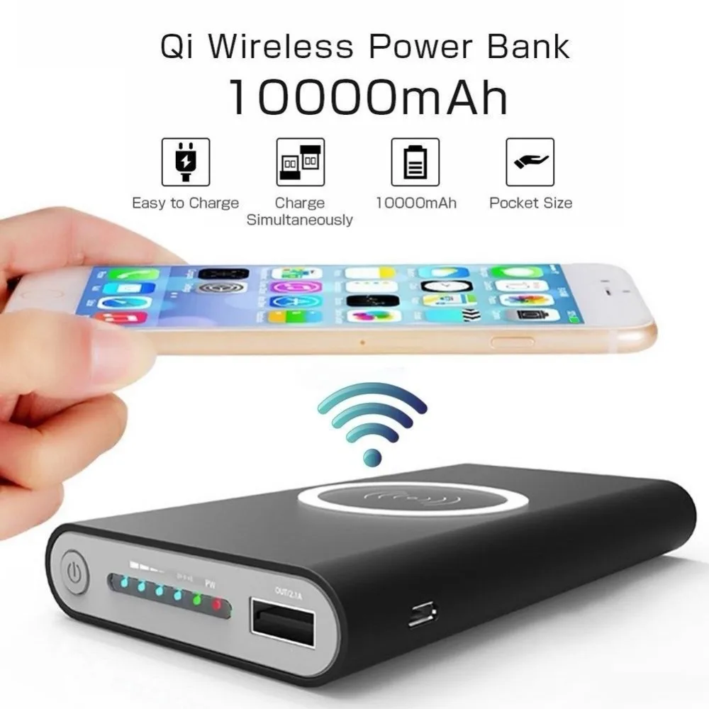 Qi Wireless Charger 10000mAh Portable USB Power Bank Wireless Charging Pad for iPhone X 8 Plus Samsung Note 8 S8 PowerBank
Qi Wireless Charger 10000mAh Portable USB Power Bank Wireless Charging Pad for iPhone X 8 Plus Samsung Note 8 S8 PowerBank