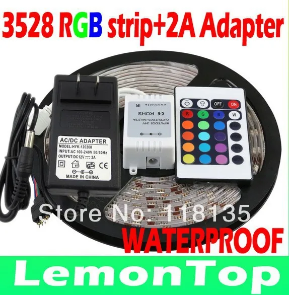 Waterproof RGB Led Strip 3528 Flexible Light 5M 300 LED SMD + RGB Remote Control + 2A Power Supply Blue Green Red
Waterproof RGB Led Strip 3528 Flexible Light 5M 300 LED SMD + RGB Remote Control + 2A Power Supply Blue Green Red