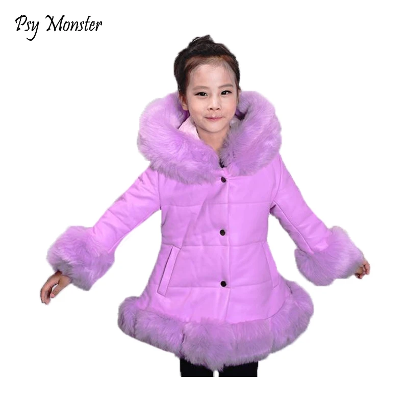 Winter Fur Hooded Warm Jackets For Girls Padded Coats Thicken PU leather patchwork fox faux fur collar jacket Outerwear W57
Winter Fur Hooded Warm Jackets For Girls Padded Coats Thicken PU leather patchwork fox faux fur collar jacket Outerwear W57