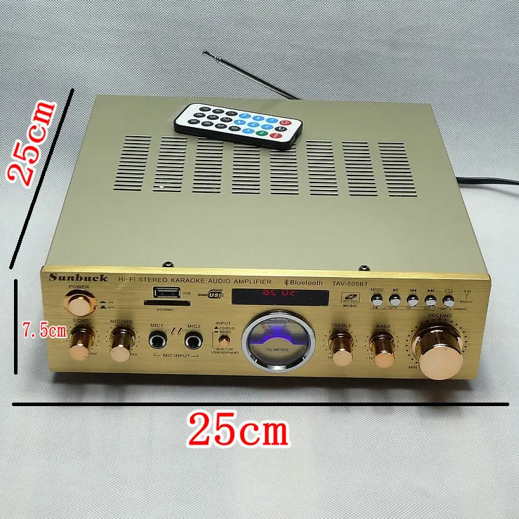 220V 2-channel high power Bluetooth amplifier radio speaker digital Kara OK amplifier TAV-505BT AV/home amplifier 300W+300W
220V 2-channel high power Bluetooth amplifier radio speaker digital Kara OK amplifier TAV-505BT AV/home amplifier 300W+300W