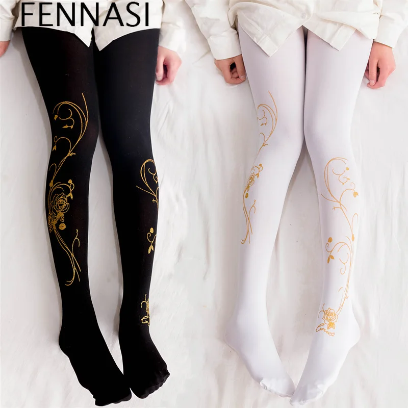 FENNASI Lolita Cute Kawaii Tights Nylons Lady Sexy Woman Pantyhose With Print Bronzing Rose Black Tights Cosplay Patterns
FENNASI Lolita Cute Kawaii Tights Nylons Lady Sexy Woman Pantyhose With Print Bronzing Rose Black Tights Cosplay Patterns