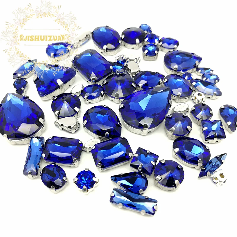 Акции! Женские сапфировые платья и туфли размер 23 s 10 форм|sew-on rhinestones|glass crystal