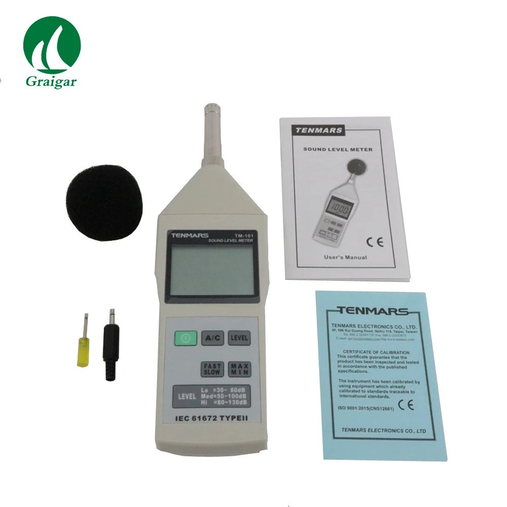 Sound Level Meter IEC 61672, Type II . LO, MED, HI Ranges AC/DC Signal Output TM-101
Sound Level Meter IEC 61672, Type II . LO, MED, HI Ranges AC/DC Signal Output TM-101