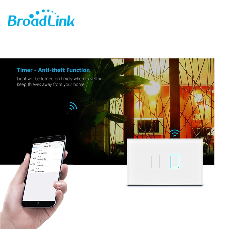 Broadlink TC2 США/AU Стандартный 1 2 3 банды домашней автоматизации Wi-Fi выключатель света