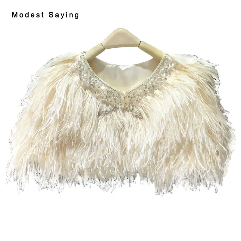 Luxury Champagne Ostrich Feather Coats Wedding Fur Boleros 2017 Crystal Bridal Shawl for evening dresses Wedding Accessories B77
Luxury Champagne Ostrich Feather Coats Wedding Fur Boleros 2017 Crystal Bridal Shawl for evening dresses Wedding Accessories B77