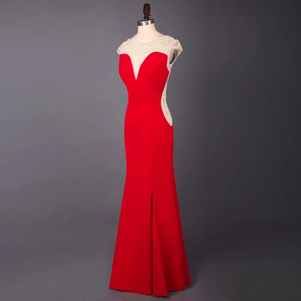 Vestido de festa Красное длинное вечернее платье с рукавами-крылышками длиной до пола