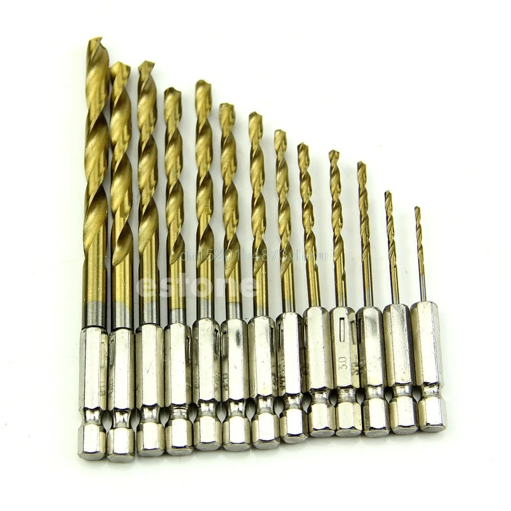 13pcs/lot HSS High Speed Steel Titanium Coated Drill Bit Set 1/4 Hex Shank 1.5-6.5mm #L057# new hot
13pcs/lot HSS High Speed Steel Titanium Coated Drill Bit Set 1/4 Hex Shank 1.5-6.5mm #L057# new hot