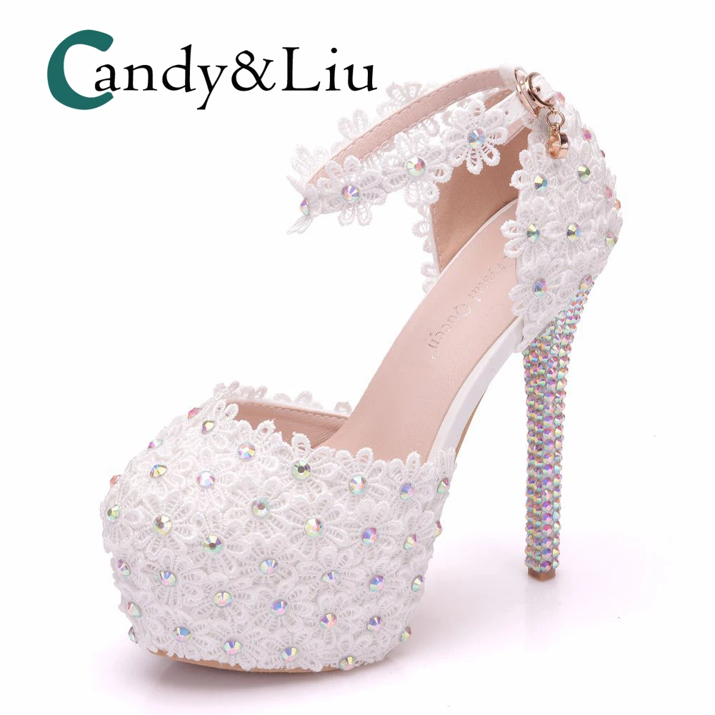 White Lace Wedding Shoes Sequin Super High Heel Round Toe Women Sandals with Platform for Party Banquet Evening Dress Large Size
White Lace Wedding Shoes Sequin Super High Heel Round Toe Women Sandals with Platform for Party Banquet Evening Dress Large Size