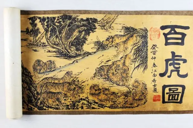 China Antique collection Boutique Calligraphy and painting the One hundred tigers diagram
China Antique collection Boutique Calligraphy and painting the One hundred tigers diagram