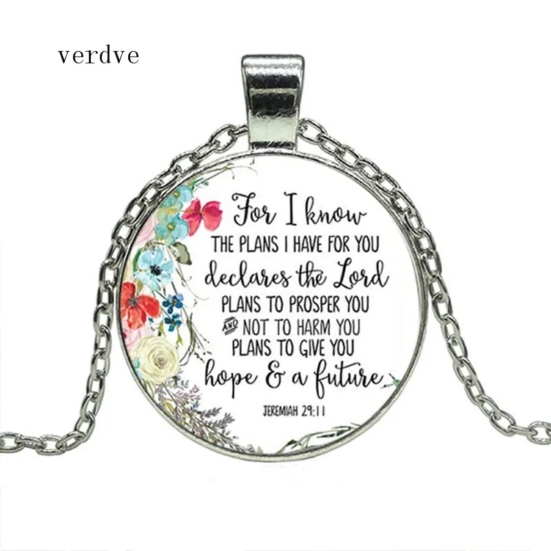 VERDVE Jeremiah 29 11 For I know the plans I have for you Bible Verse Pendant Necklace Glass Cabochon Charm Christian Necklaces
VERDVE Jeremiah 29 11 For I know the plans I have for you Bible Verse Pendant Necklace Glass Cabochon Charm Christian Necklaces