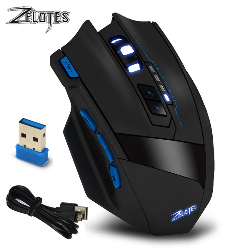 Беспроводная оптическая игровая мышь ZELOTES 2 4 ГГц 2500 DPI два режима - купить по