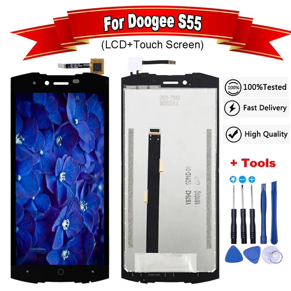 5 дюймовый ЖК дисплей для Doogee S55 + кодирующий преобразователь сенсорного экрана в