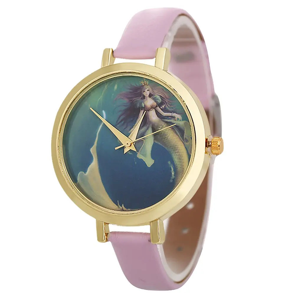 Женские кожаные кварцевые часы с большим циферблатом и узким ремешком недорогие