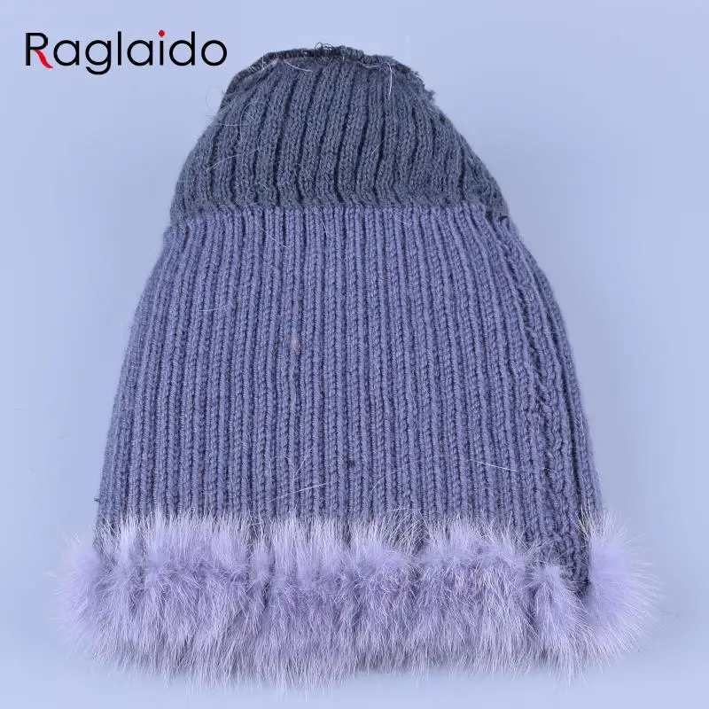 Raglaido Women's Hat Winter Real Mink Fur Hat with Silver Fox Ball Caps Russia Fashion Brand Fur Cap Knit Beanies Black LQ11193
Raglaido Women's Hat Winter Real Mink Fur Hat with Silver Fox Ball Caps Russia Fashion Brand Fur Cap Knit Beanies Black LQ11193