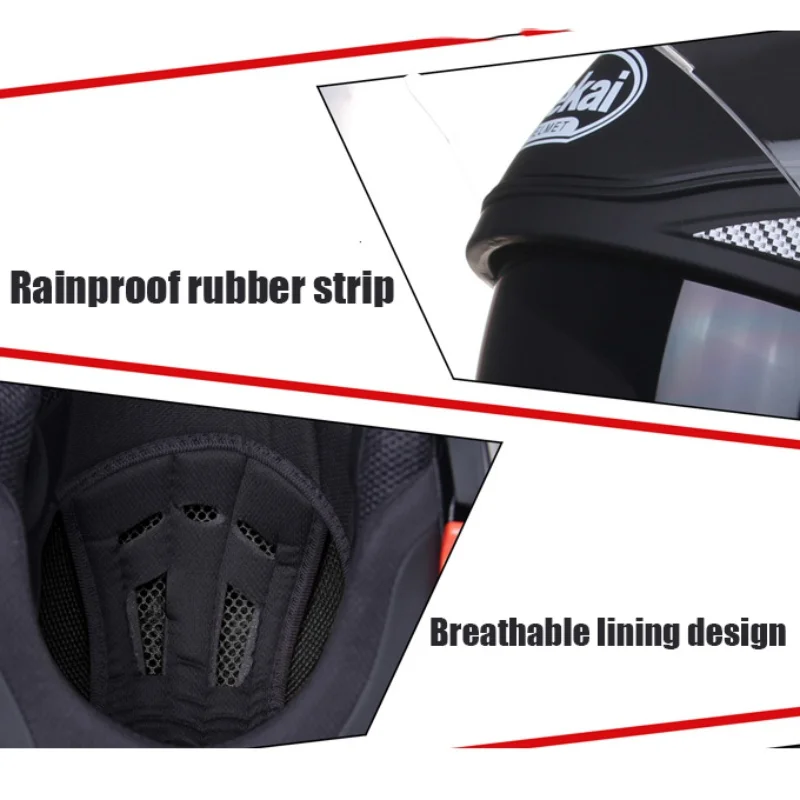 New Flip Up Modular Full Face Motorcycle Helmet Dual Visor Motocross Size