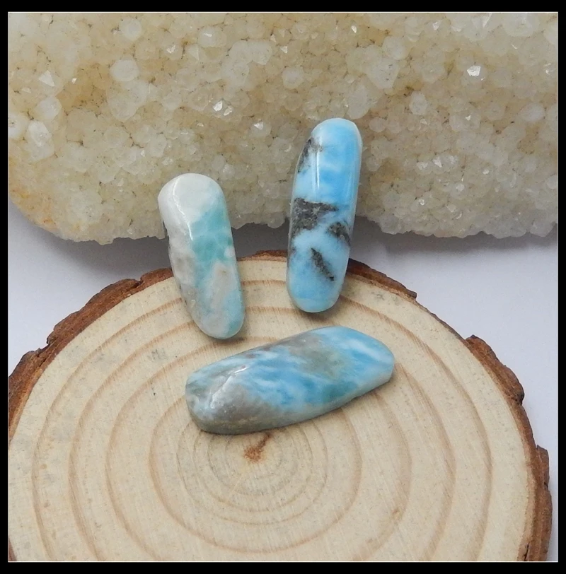 SALE 3 Pcs Natural larimar cabochons,27*11*5mm,22*8*5mm,7.4g semiprecious stone fashion cabochon set fine jewelry
SALE 3 Pcs Natural larimar cabochons,27*11*5mm,22*8*5mm,7.4g semiprecious stone fashion cabochon set fine jewelry