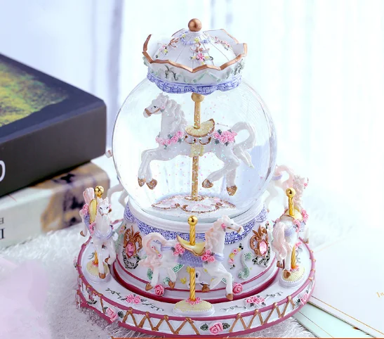 Luxury Resin Crafts Music Box Ornaments Carousel Crystal Ball Music Box Sincerity Girlfriend Birthday X-mas Gift Music Box Q275
Luxury Resin Crafts Music Box Ornaments Carousel Crystal Ball Music Box Sincerity Girlfriend Birthday X-mas Gift Music Box Q275