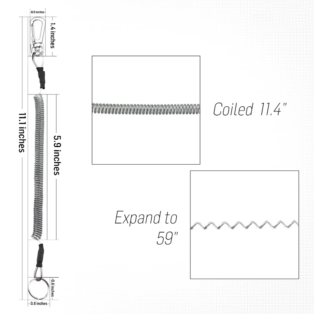 DAYFULI Fishing T4 Coiled Lanyard or Safety Rope Wire Steel Camping Secure Pliers Lip Grips 1.2m Max Stretch Fishing Hand Tools
DAYFULI Fishing T4 Coiled Lanyard or Safety Rope Wire Steel Camping Secure Pliers Lip Grips 1.2m Max Stretch Fishing Hand Tools