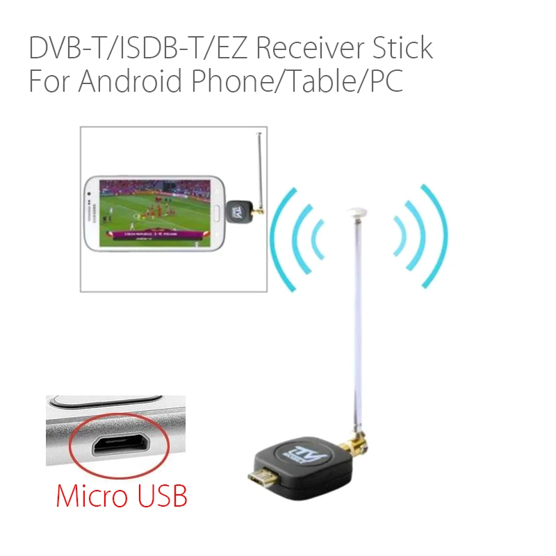 Адаптер для приемника Micro USB DVB T ISDB TV приемник Android смартфонов планшетов ПК с