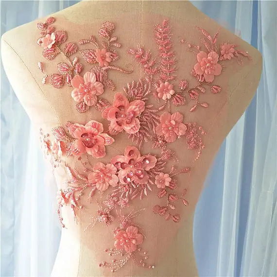 5 piece Coarl Pink Heavy Bead Lace Applique, 3D Lace Applique With Pearls, Collar Lace Fabric Patch
5 piece Coarl Pink Heavy Bead Lace Applique, 3D Lace Applique With Pearls, Collar Lace Fabric Patch