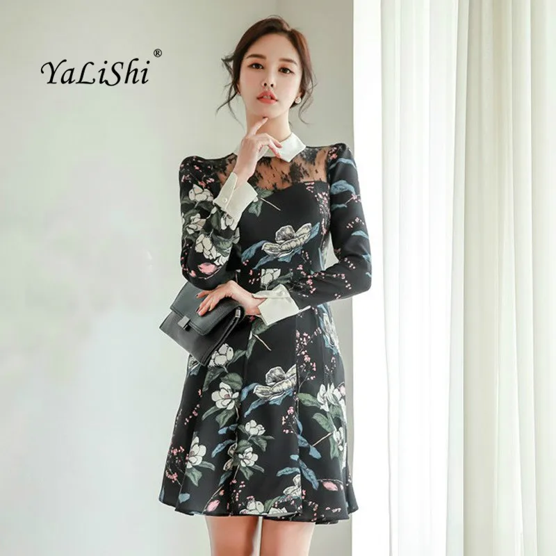 Plus Size A-line Dress 2019 Spring Women Black Print Long Sleeve Turn-down Collar Flora Vintage Elegant Bodycon Dress Vestidos
Plus Size A-line Dress 2019 Spring Women Black Print Long Sleeve Turn-down Collar Flora Vintage Elegant Bodycon Dress Vestidos