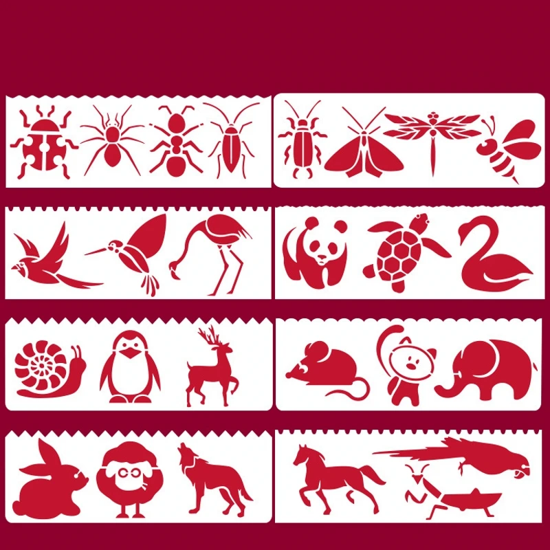 8Pcs 17*6cm Animals Birds Insect DIY Layering Stencils Painting Scrapbook Coloring Embossing Album Decorative Card Template
8Pcs 17*6cm Animals Birds Insect DIY Layering Stencils Painting Scrapbook Coloring Embossing Album Decorative Card Template