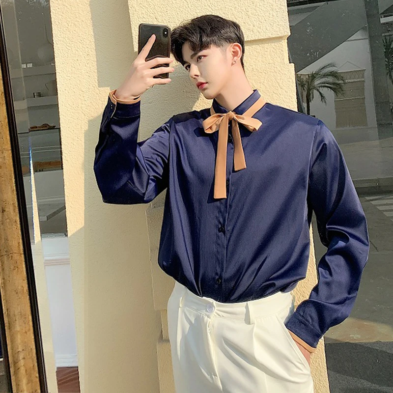 2019 Men's Long Sleeve Loose Shirt Spring Autumn Tops Stain Fabric England Style Shirts With Bot Tie Fashion Casual 3 Colors
2019 Men's Long Sleeve Loose Shirt Spring Autumn Tops Stain Fabric England Style Shirts With Bot Tie Fashion Casual 3 Colors