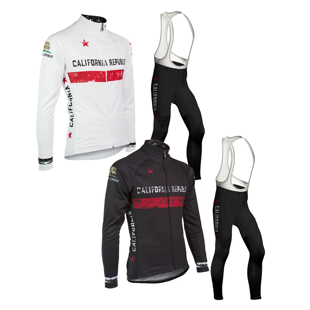 CALIFORNIA Long Sleeves Cycling Jersey Set Men Team Bike Wear Bib Trousers GEL Pad Winter Wool Or No Wool Bicycle Clothing
CALIFORNIA Long Sleeves Cycling Jersey Set Men Team Bike Wear Bib Trousers GEL Pad Winter Wool Or No Wool Bicycle Clothing
