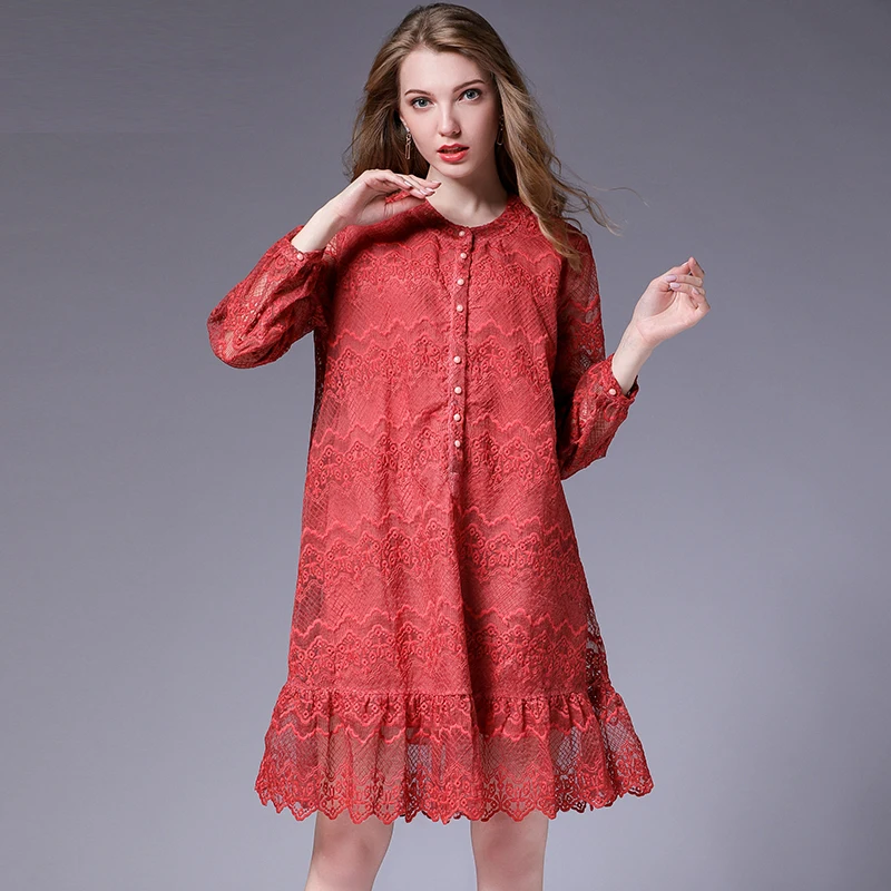 Women new plus size Lace dresses high waist crew neck long sleeve casual Elegant dress autumn temperament mini dress oversize
Women new plus size Lace dresses high waist crew neck long sleeve casual Elegant dress autumn temperament mini dress oversize