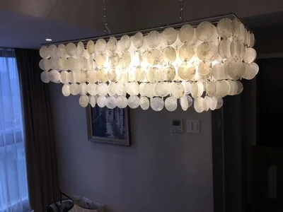 modern minimalist rectangular garden natural shell pendant light dining-room living room bar hanging lighting lamp | Лампы и освещение