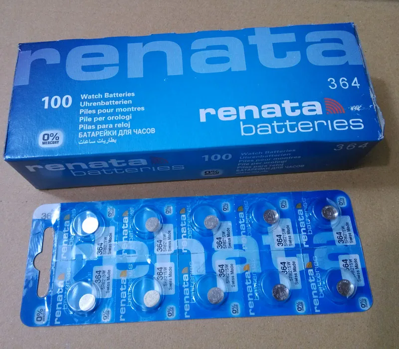 

100Xrenata Silver Oxide Watch Battery 364 SR621SW 621 1.55V 100% original brand renata 364 renata 621 battery