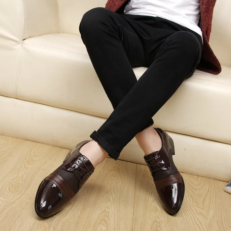 Мужские кожаные туфли DBTX дышащие мужские деловые с острым носком оксфорды из