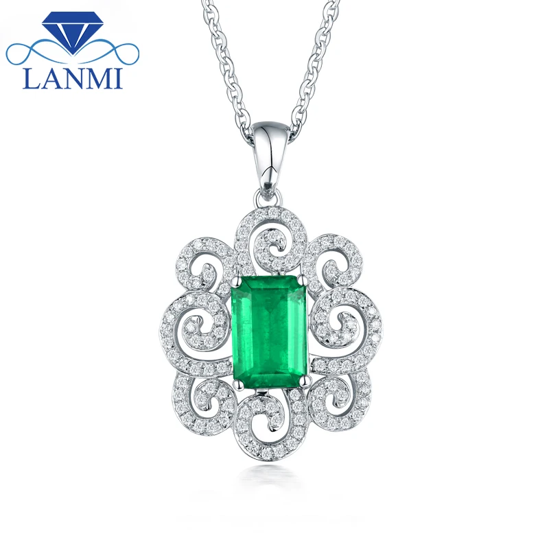 LANMI Luxury Natural Colombia Emerald Pendant Necklace Real 14Kt White Gold Flower Shape Pendant For Women Valentine's Day Gift
LANMI Luxury Natural Colombia Emerald Pendant Necklace Real 14Kt White Gold Flower Shape Pendant For Women Valentine's Day Gift