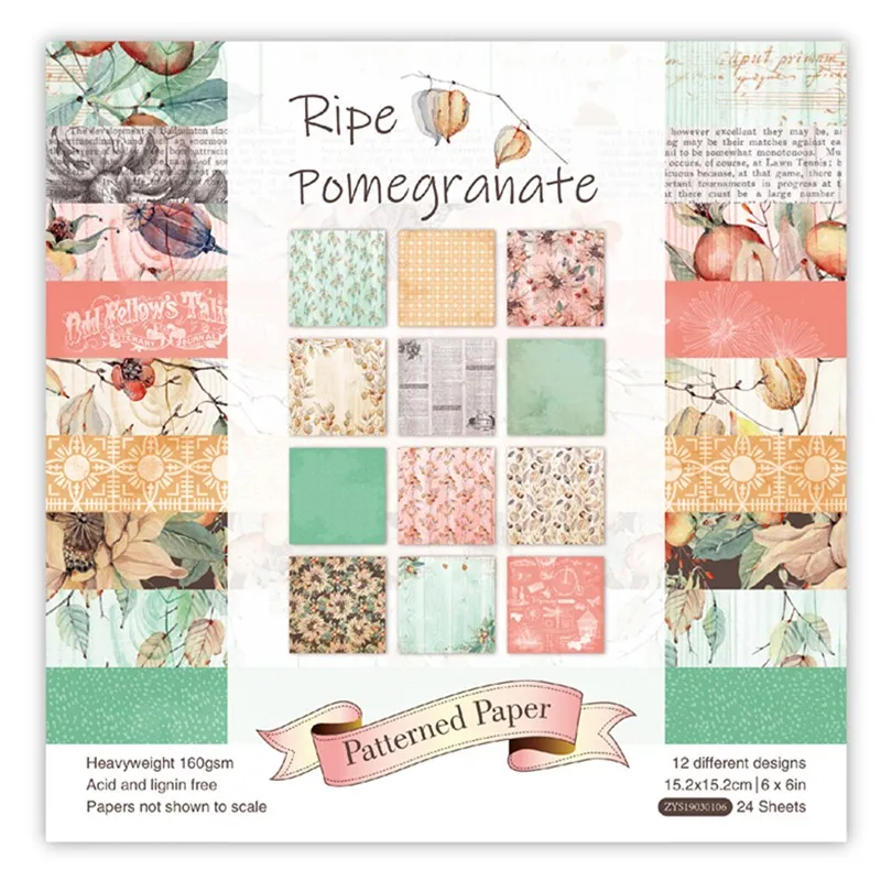 24 sheets 6"X6"Ripe pomegranate paper Scrapbooking paper pack handmade craft paper craft Background pad
24 sheets 6"X6"Ripe pomegranate paper Scrapbooking paper pack handmade craft paper craft Background pad