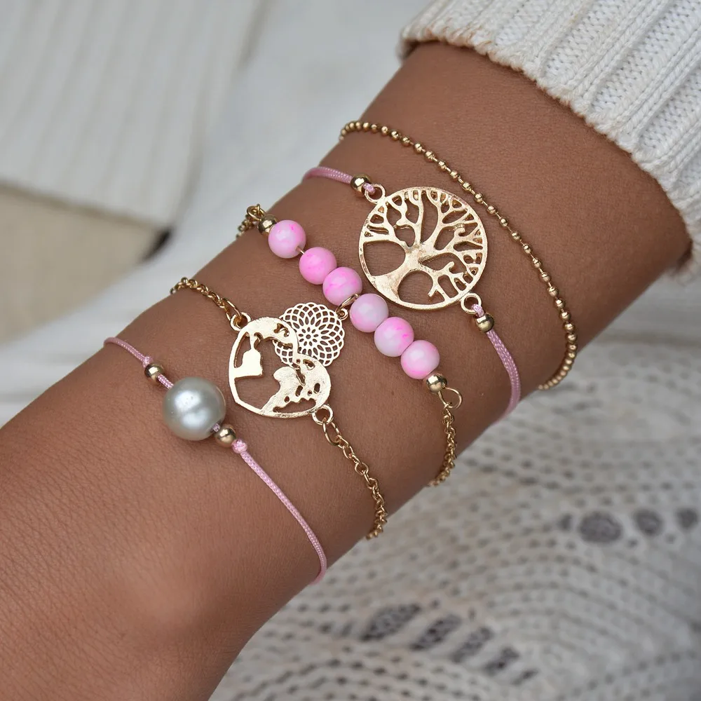 Fashion Exquisite Ornament Faux Pearl Stone Beaded Bracelet Hollow Carved Flower Heart Shape Tree Women's 5 Pieces/Set of Bangle
Fashion Exquisite Ornament Faux Pearl Stone Beaded Bracelet Hollow Carved Flower Heart Shape Tree Women's 5 Pieces/Set of Bangle