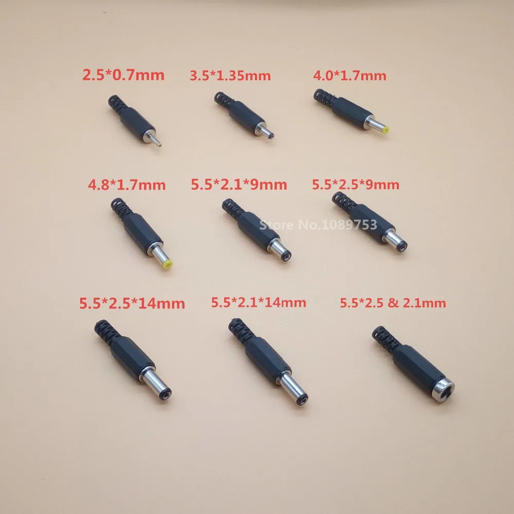 20Pcs Male DC Connector Jack Plug 2.1mm / 2.5mm / 1.7mm / 1.3mm / 0.7mm / 4.8mm / 4.0mm / 3.15mm Laptop
20Pcs Male DC Connector Jack Plug 2.1mm / 2.5mm / 1.7mm / 1.3mm / 0.7mm / 4.8mm / 4.0mm / 3.15mm Laptop