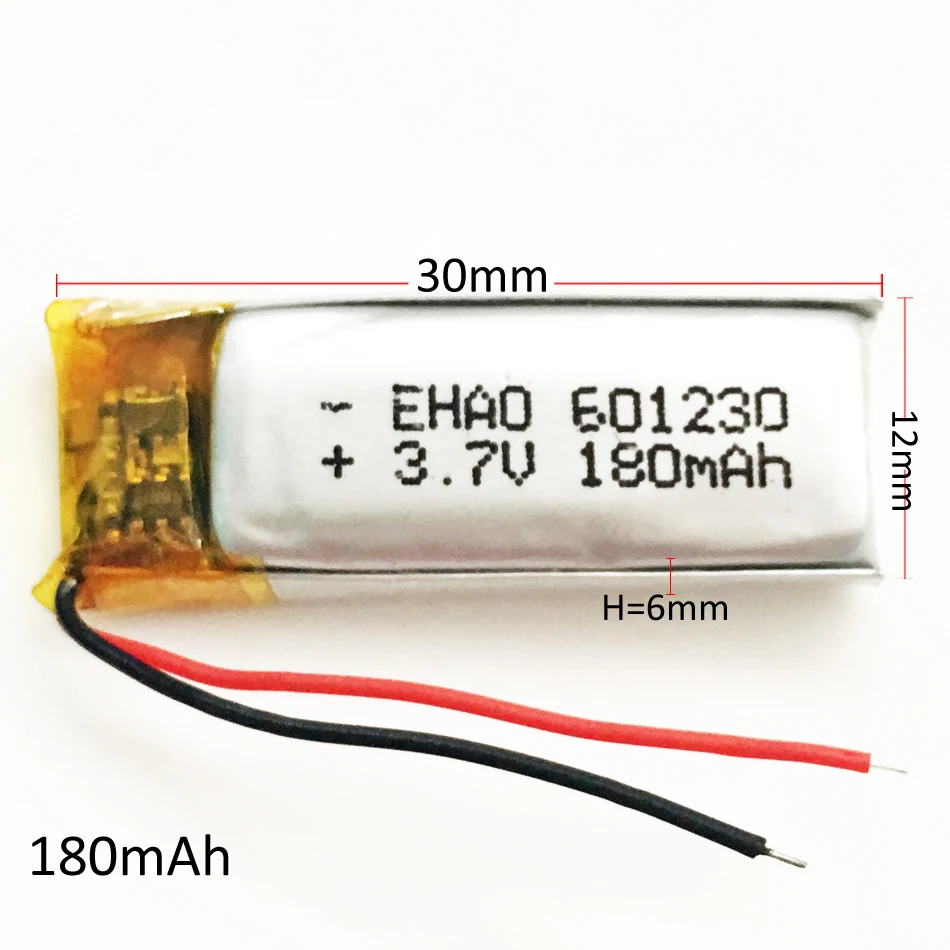 Литий-полимерные аккумуляторные батареи 3,7 в 180 мАч 601230 для Mp3 GPS PSP bluetooth наушников гарнитуры умных часов
Литий-полимерные аккумуляторные батареи 3,7 в 180 мАч 601230 для Mp3 GPS PSP bluetooth наушников гарнитуры умных часов