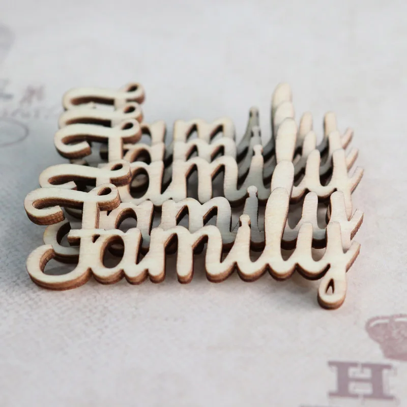 Family Heart Butterfly Wooden pendanthome Christmas Pendant Alphabet Script for Crafts Wedding DIY accessories Scrapbooking 5pcs | Дом и сад