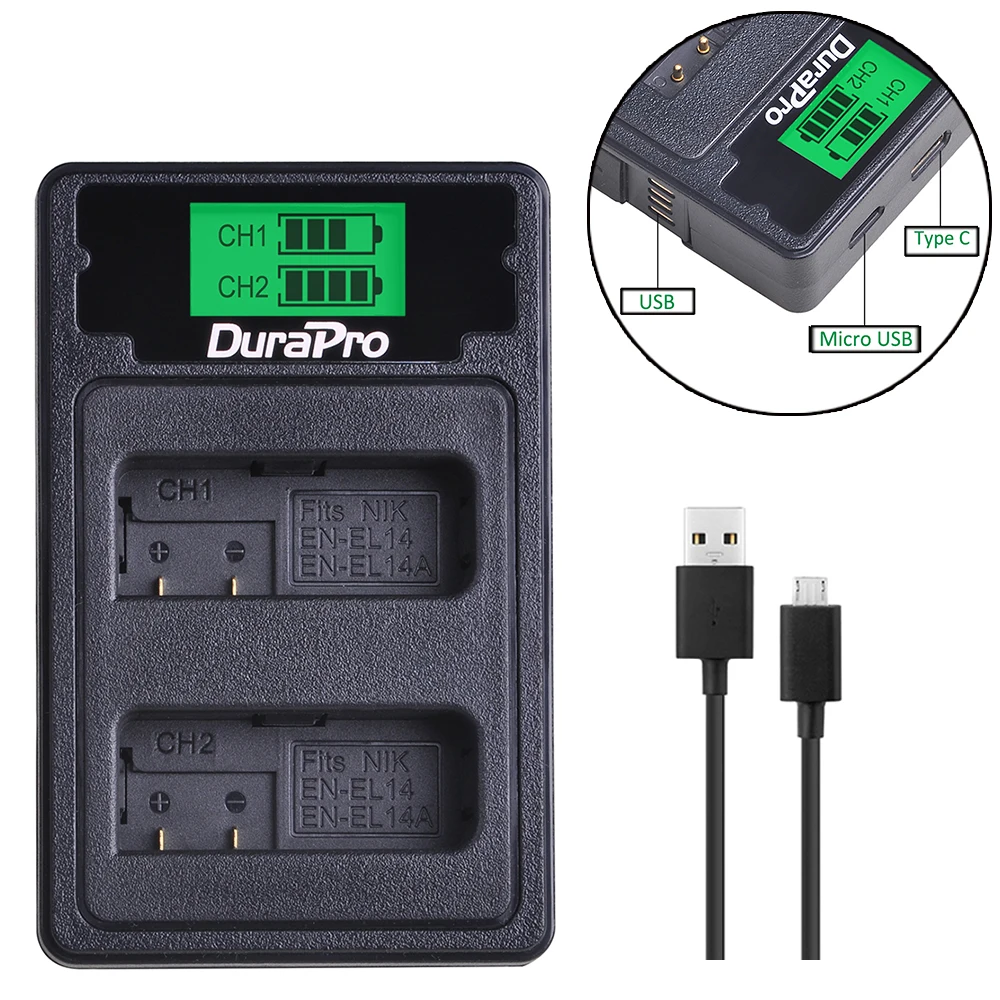 EN-EL14 EL14A EN EL14 LCD USB зарядное устройство с портом типа C для Nikon D5200 D3100 D3200 D5100 P7000 P7100 MH-24
EN-EL14 EL14A EN EL14 LCD USB зарядное устройство с портом типа C для Nikon D5200 D3100 D3200 D5100 P7000 P7100 MH-24