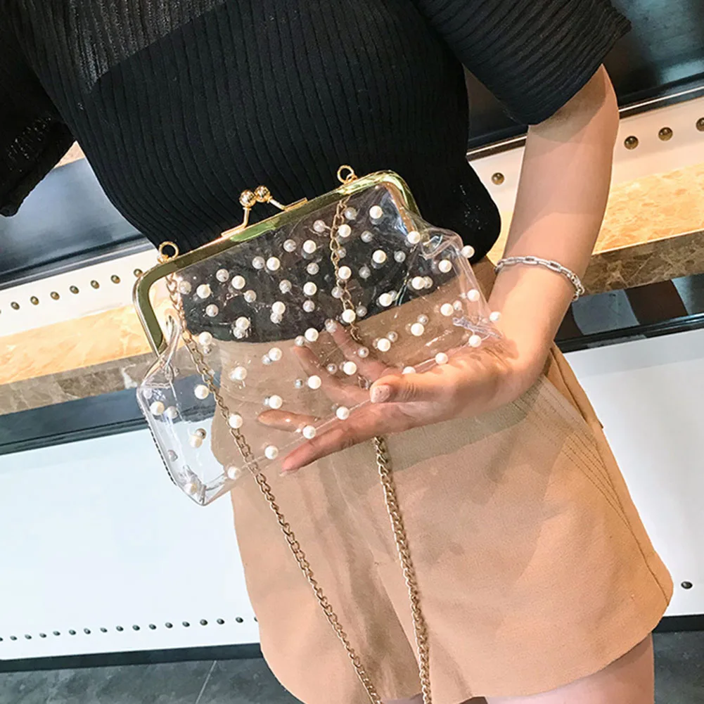 Fashion Women Shoulder Bag Transparent PVC Crossbody Bag for Women Small Handbags Chic Beading Messenger Bag Bolsas Feminia
Fashion Women Shoulder Bag Transparent PVC Crossbody Bag for Women Small Handbags Chic Beading Messenger Bag Bolsas Feminia