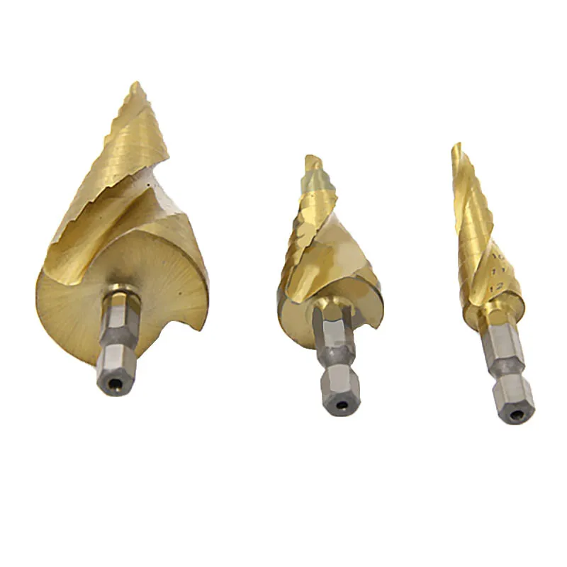 Quality 3Pcs HSS Step Drill 4-12/20/32mm Spiral Groove Coated Metal Titanium Groove Step Drill Bit Ladder Drill Bit Cut Too AA
Quality 3Pcs HSS Step Drill 4-12/20/32mm Spiral Groove Coated Metal Titanium Groove Step Drill Bit Ladder Drill Bit Cut Too AA