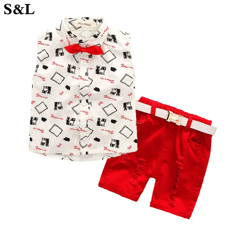4 шт./комплект детский летний комплект одежды с поясом и топом|kids summer clothes|boy clothing