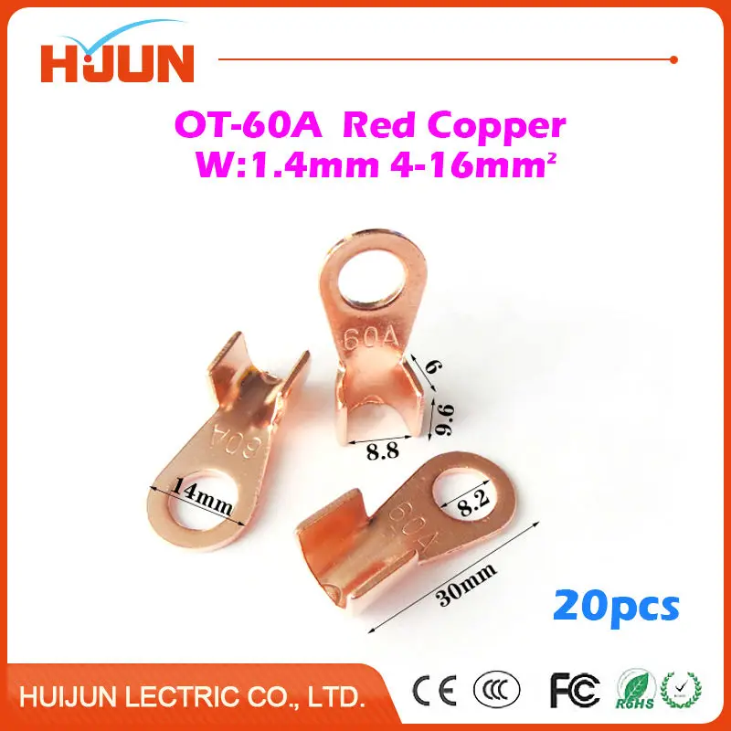 20pcs/lot OT-60A 8.2mm Dia Red Copper Circular Splice Crimp Terminal Wire Naked Connector for 4-16 Square Cable
20pcs/lot OT-60A 8.2mm Dia Red Copper Circular Splice Crimp Terminal Wire Naked Connector for 4-16 Square Cable
