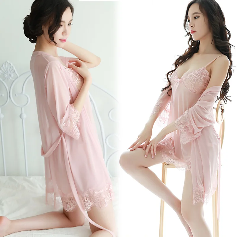 Vestido сексуальная ночная рубашка кружевное платье женская шелковая летнее Пижама