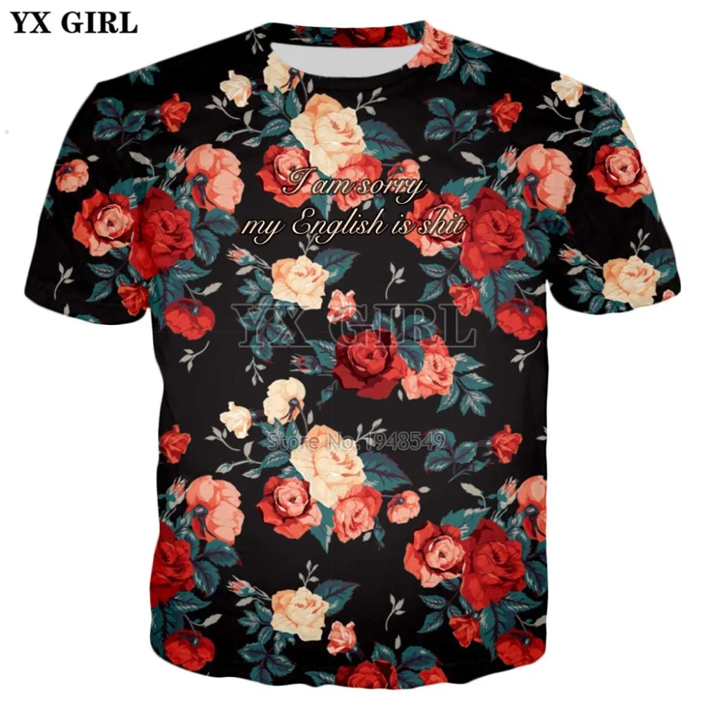 YX GIRL 2018 summer New Fashion 3d t-shirt flowers Rose/Peony Print Retro Style T shirts Men/Women Casual Cool Tee shirts
YX GIRL 2018 summer New Fashion 3d t-shirt flowers Rose/Peony Print Retro Style T shirts Men/Women Casual Cool Tee shirts