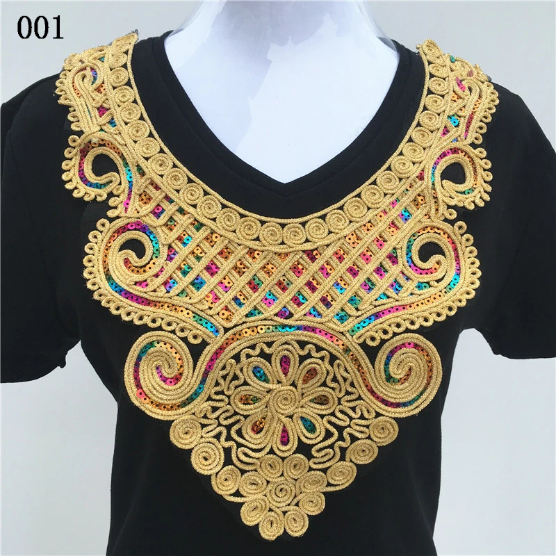 Golden/Black Collar Venise Sequin Floral Embroidered Lace Applique Trim Decorated Lace Neckline Collar Sewing 6 pcs/lot
Golden/Black Collar Venise Sequin Floral Embroidered Lace Applique Trim Decorated Lace Neckline Collar Sewing 6 pcs/lot
