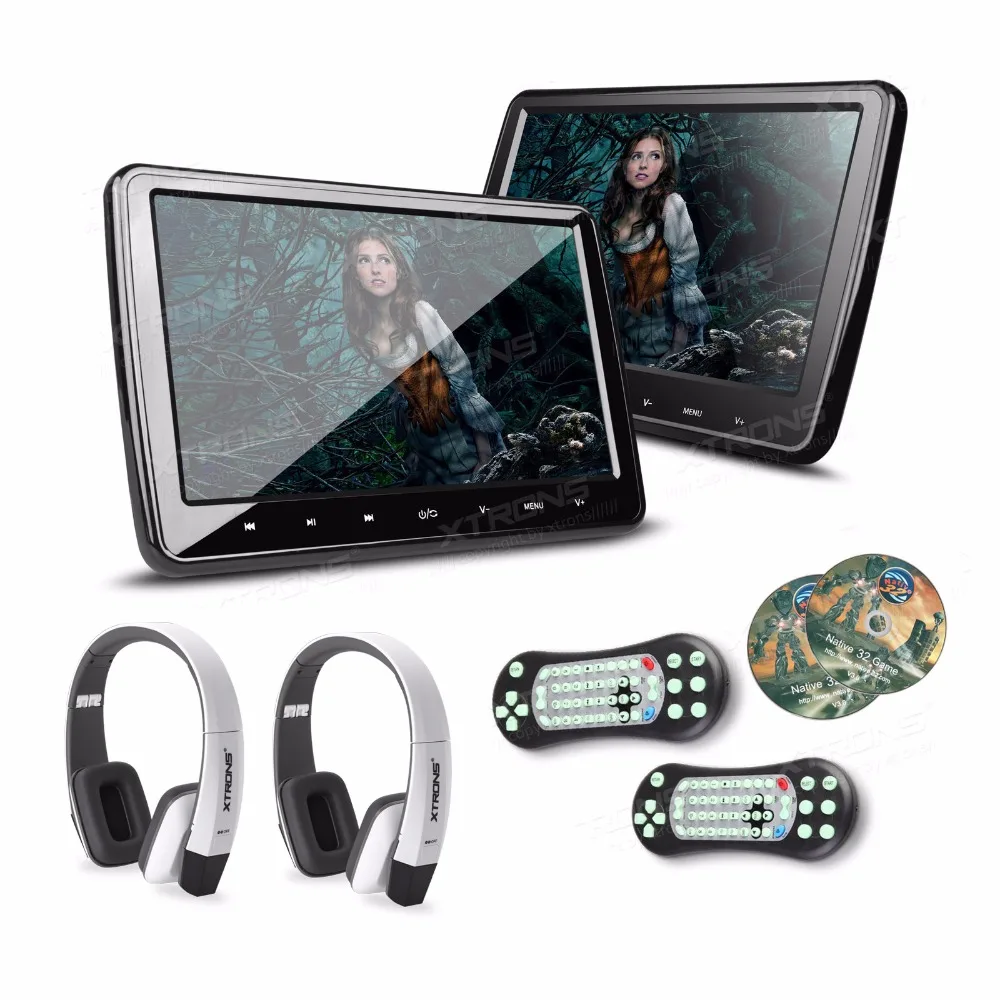 XTRONS мониторы 10 1 дюймов HD экран универсальный автомобильный подголовник DVD плеер