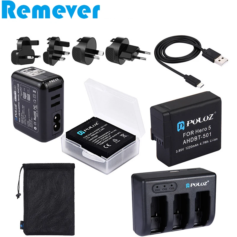 New US UK AU EU Adptors 3 Channels Charger Battery Kits Accessories for Gopro Hero 5/6 Action Cameras
New US UK AU EU Adptors 3 Channels Charger Battery Kits Accessories for Gopro Hero 5/6 Action Cameras