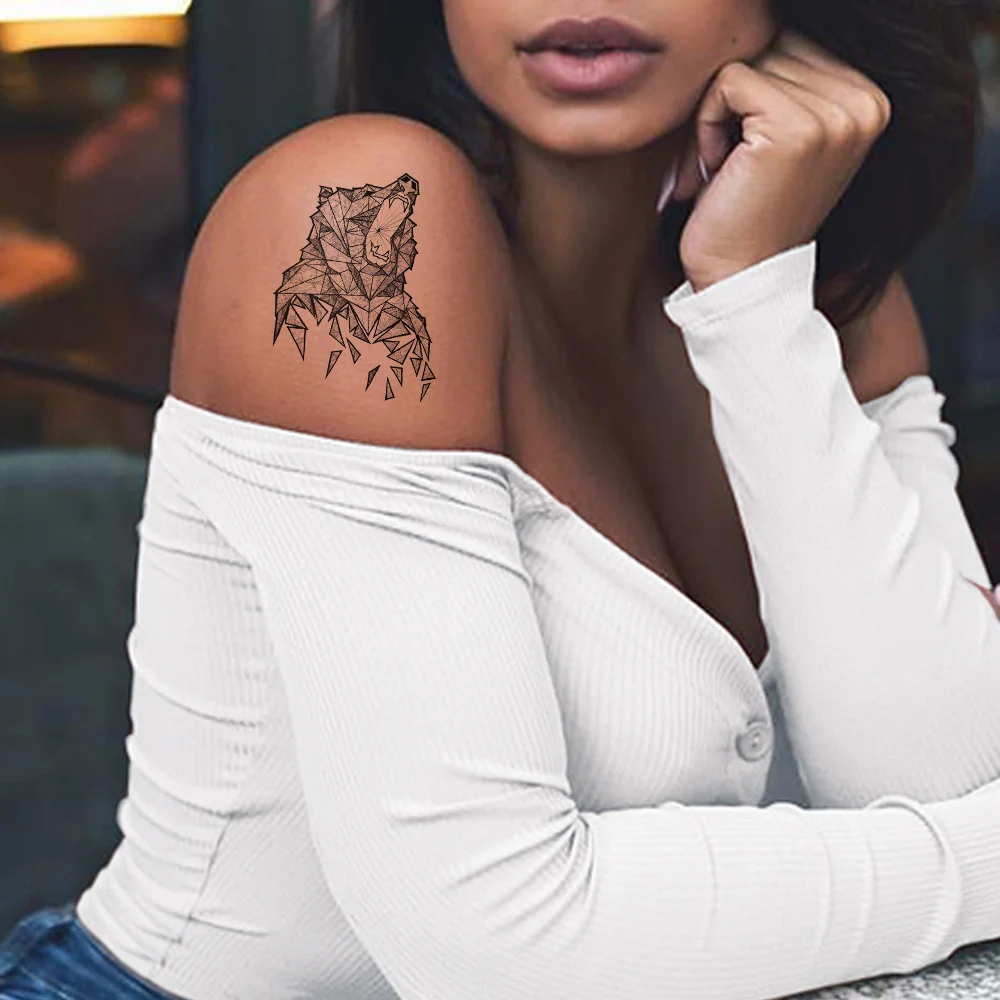 Geometric Bear Animal Black Waterproof Fake Women Neck Tattoo Stickers Body Art Temporary Tattoos Men Ankle Custom Cosmetic Tato
Geometric Bear Animal Black Waterproof Fake Women Neck Tattoo Stickers Body Art Temporary Tattoos Men Ankle Custom Cosmetic Tato